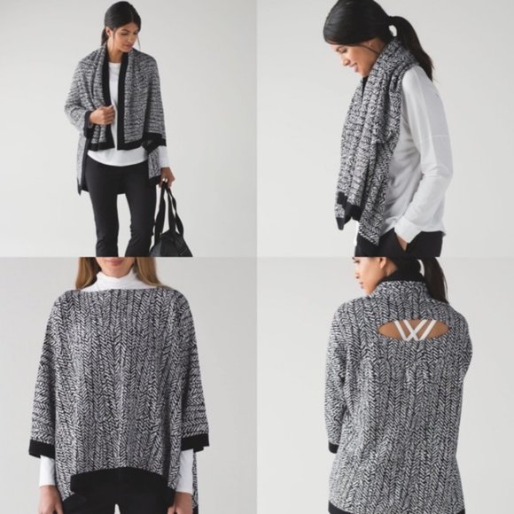 lululemon athletica Accessories - Lululemon Cashmere Tencel Divinity Scarf Poncho Ribbed Knit Cardigan Sweater